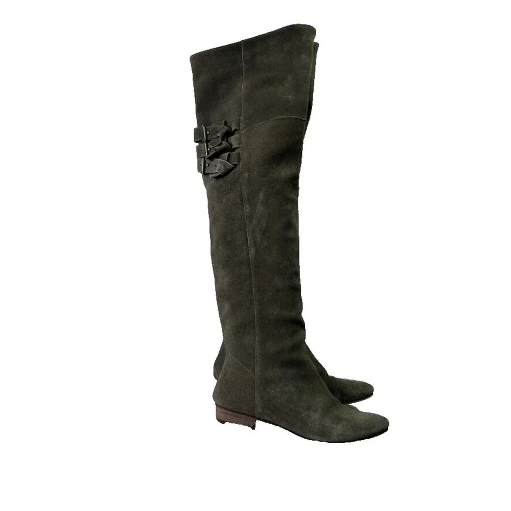 Joie Boots Women 8 Leather Suede Coachella Over The Knee Triple Buckle detail